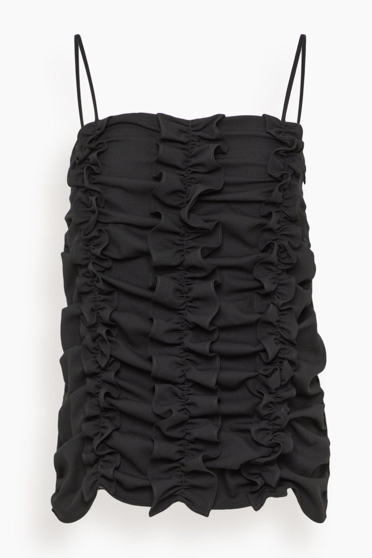 Ruched Frill Top in Black by BITE STUDIOS