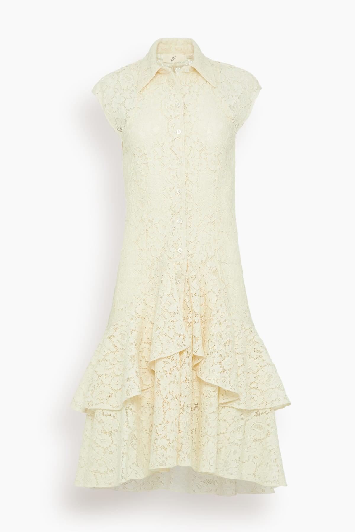 Volans Lace Dress in Off-White by BITE STUDIOS