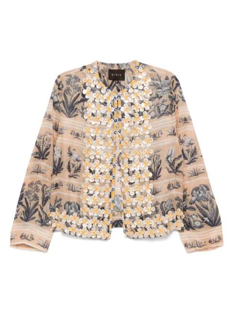 embellished printed cropped jacket by BIYAN