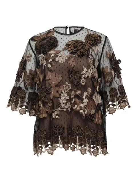 embroidered 3D-applique tulle top by BIYAN