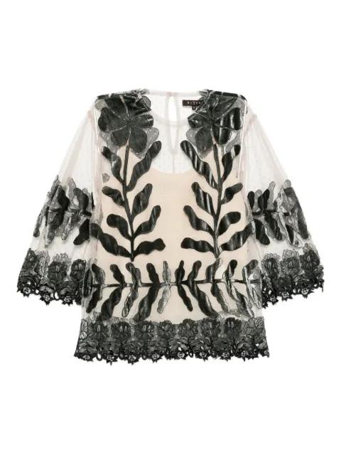 floral lace appliqué blouse by BIYAN