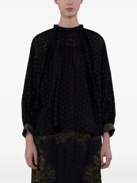 gathered neckline eyelet blouse by BIYAN