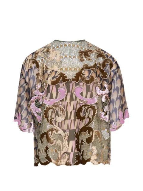 lace-panelled silk blouse by BIYAN
