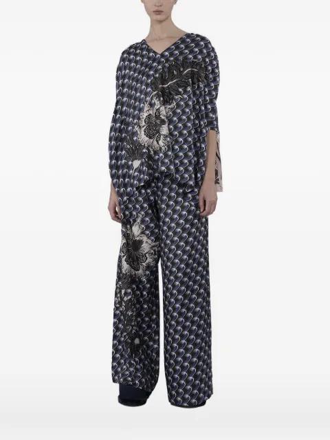 print-appliqué silk blouse by BIYAN