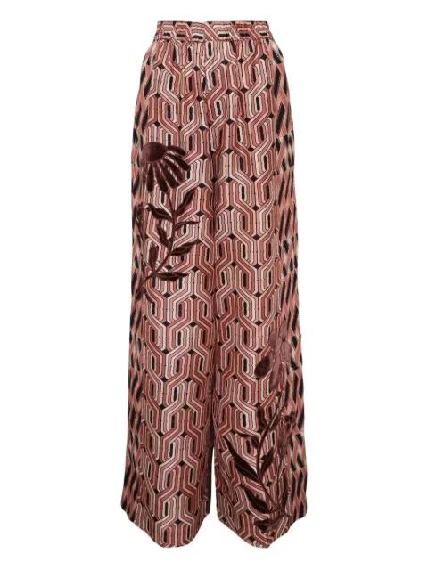 printed elasticated-waist trousers by BIYAN