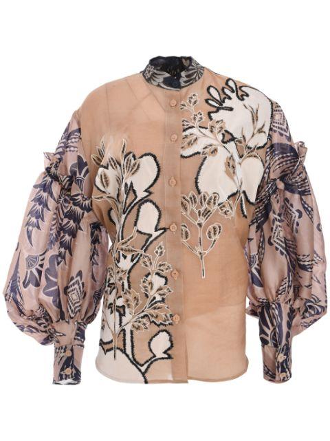 printed organza shirt by BIYAN
