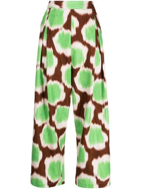 straight-leg graphic-print trousers by BIYAN