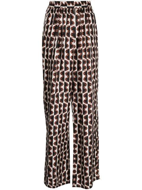 straight-leg graphic-print trousers by BIYAN