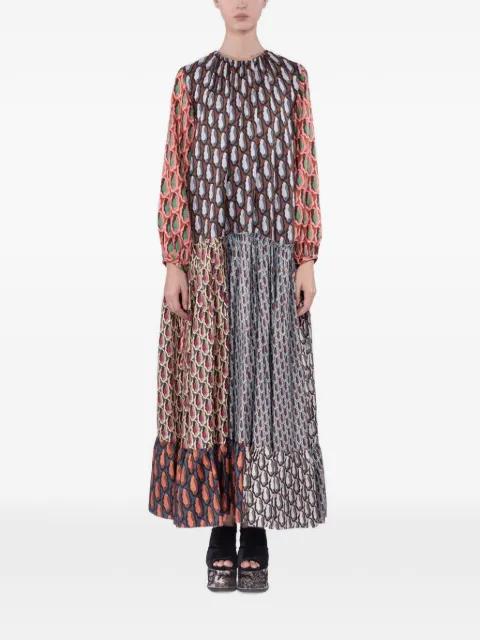 twill-printed maxi dress by BIYAN
