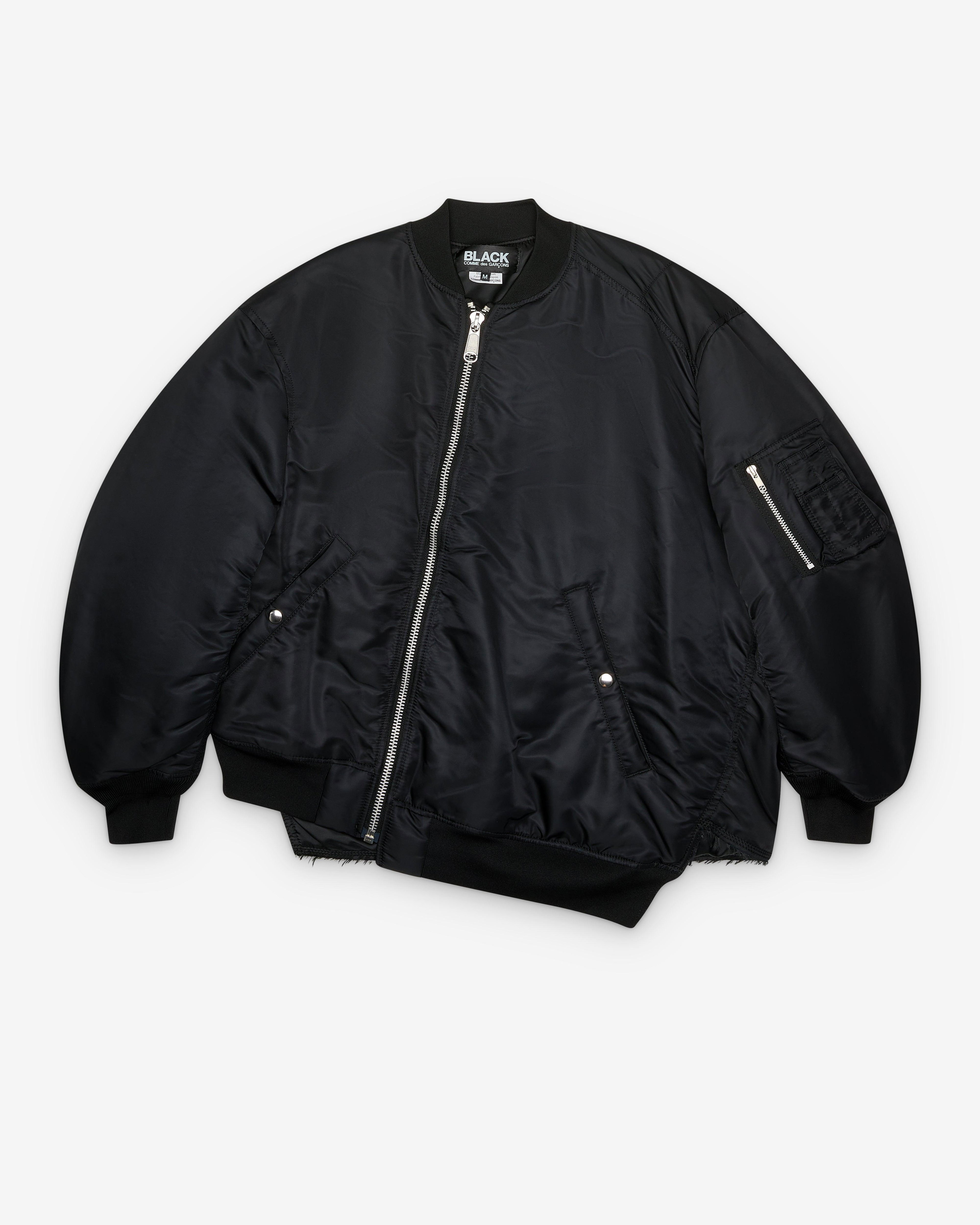 Black Comme des Garçons - Asymmetric Bomber Jacket - (Black) by BLACK CDG
