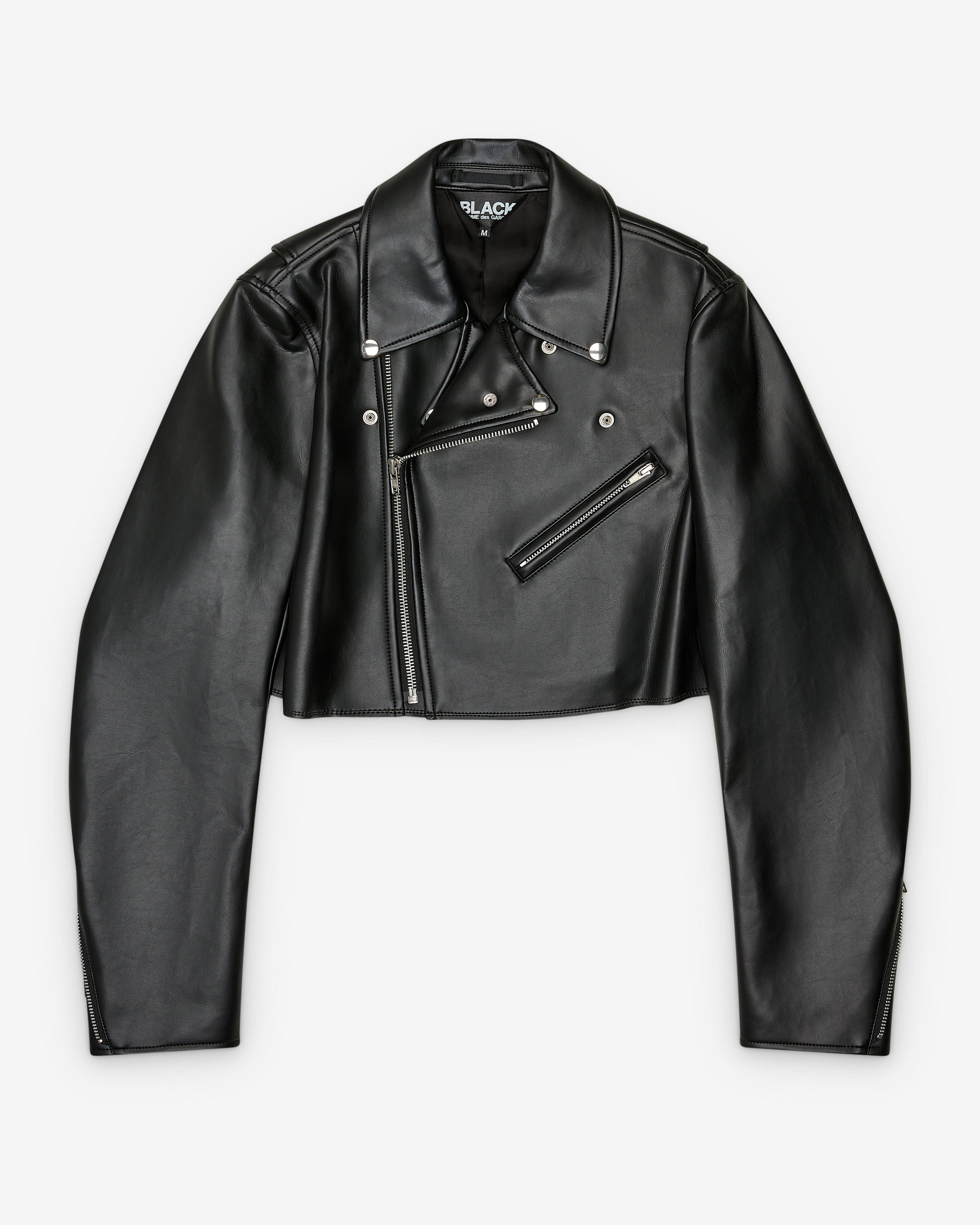 Black Comme des Garçons - Cropped Biker Jacket - (Black) by BLACK CDG