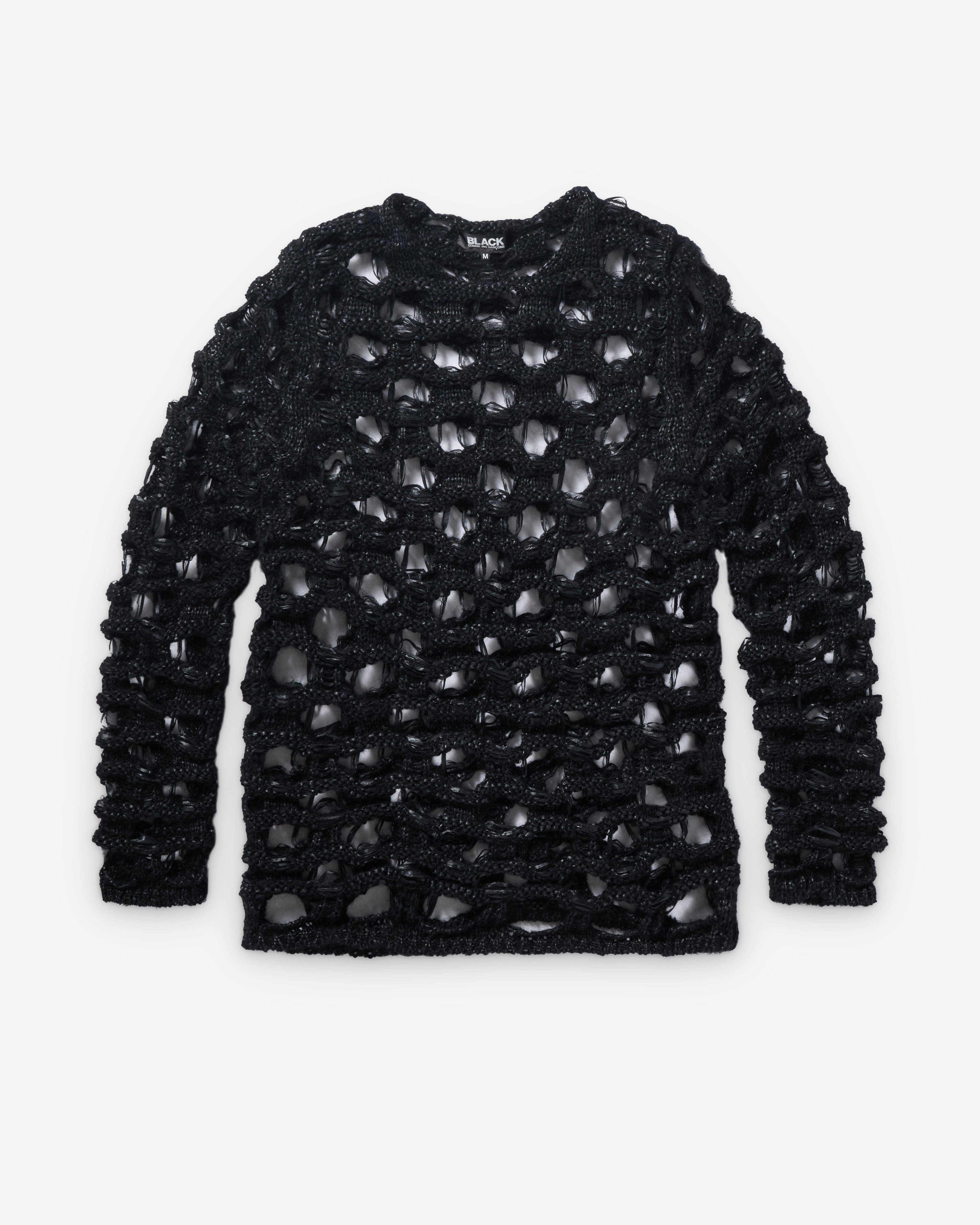 Black Comme des Garçons - Cut Out Mesh Sweater - (Black) by BLACK CDG
