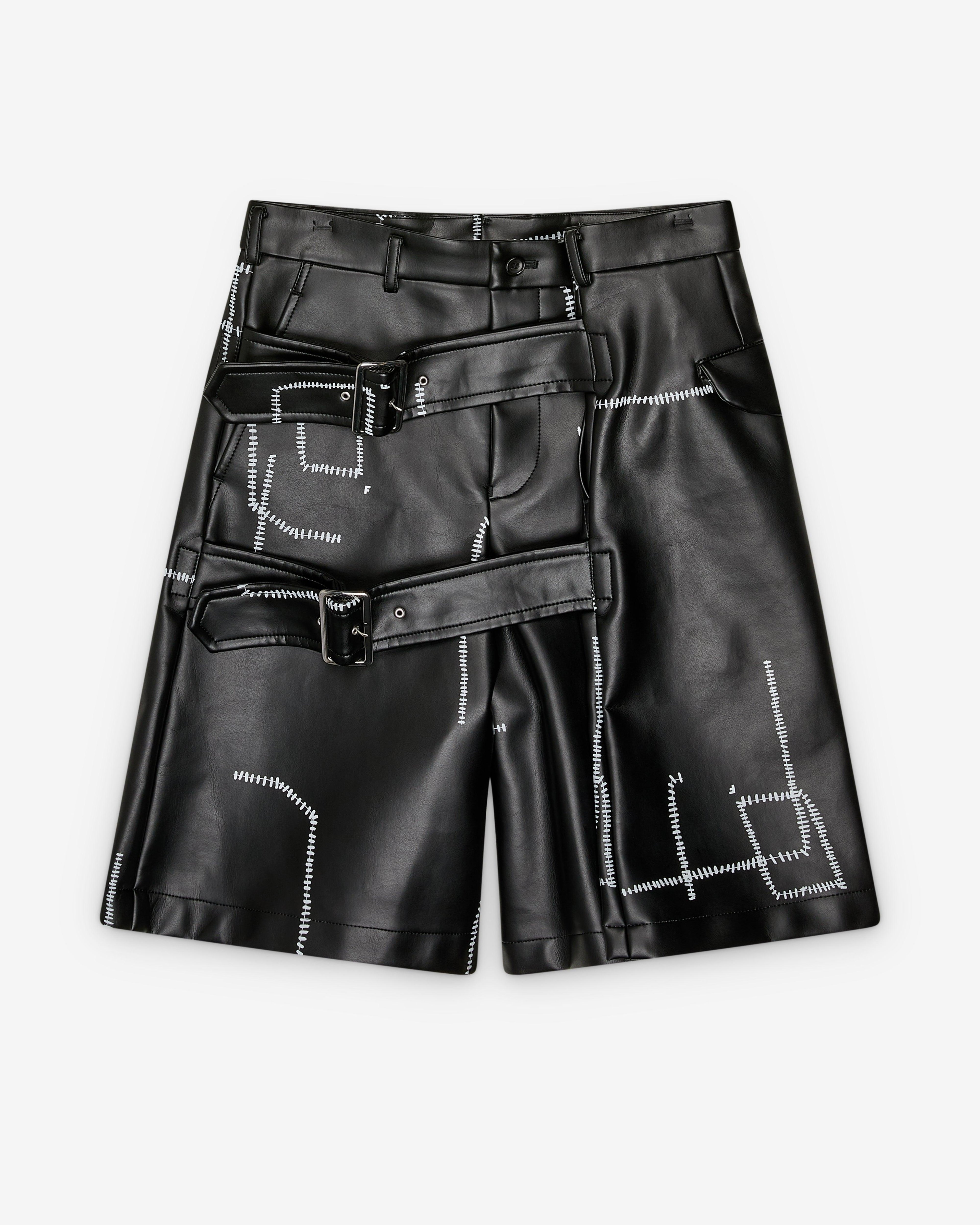 Black Comme des Garçons - Printed Stitch Detail Shorts - (Black) by BLACK CDG
