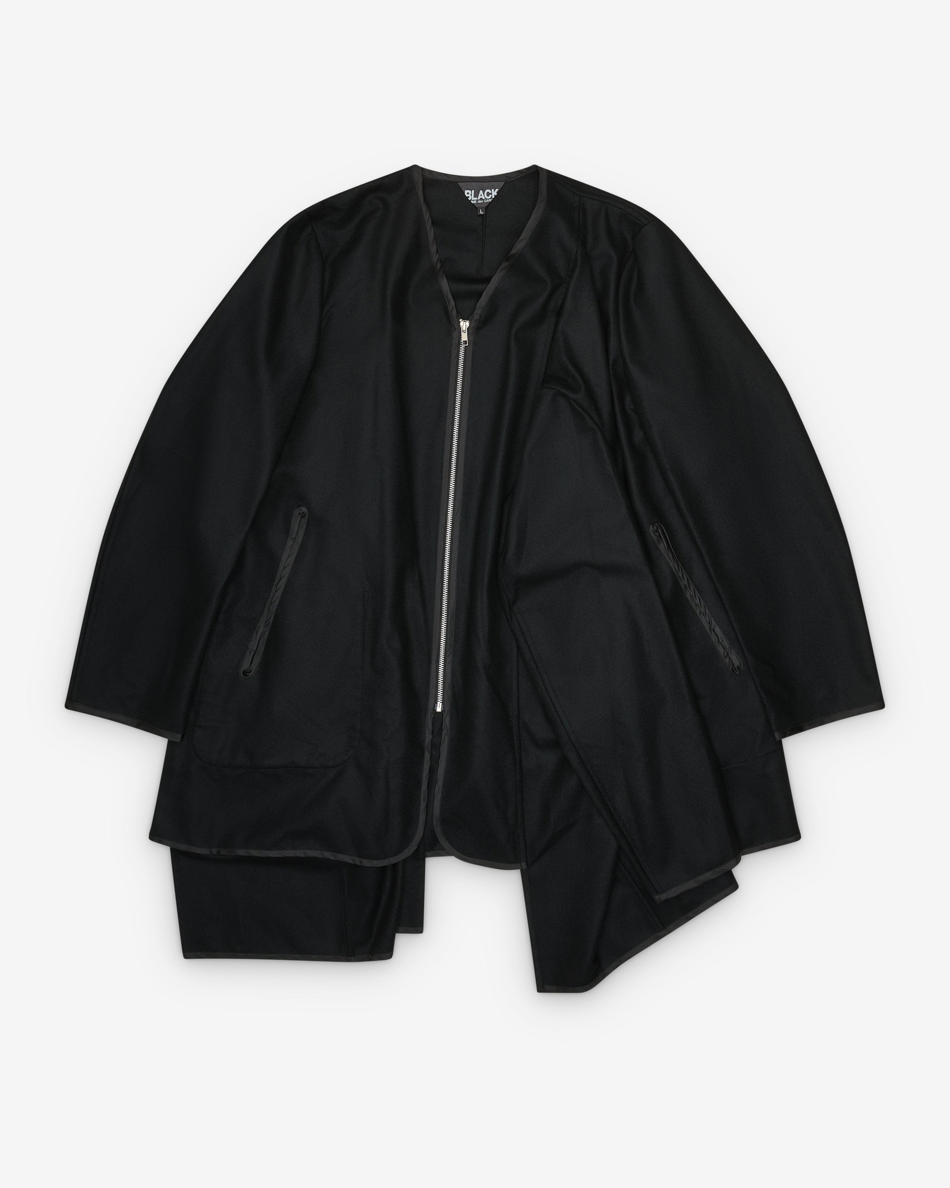 Black Comme des Garçons - Waterfall Hem Coat - (Black) by BLACK CDG