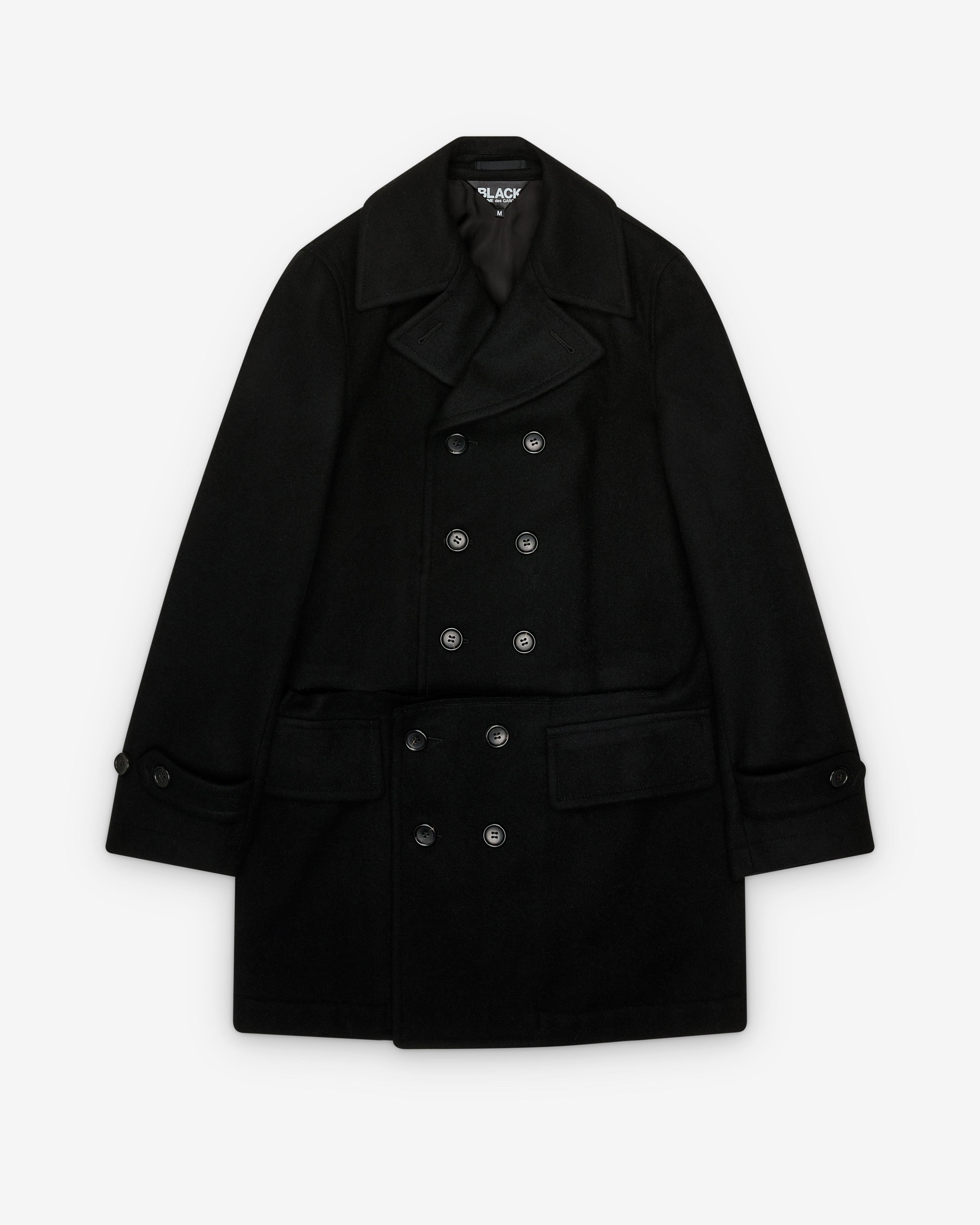 Black Comme des Garçons - Wool Double Breasted Split Coat - (Black) by BLACK CDG