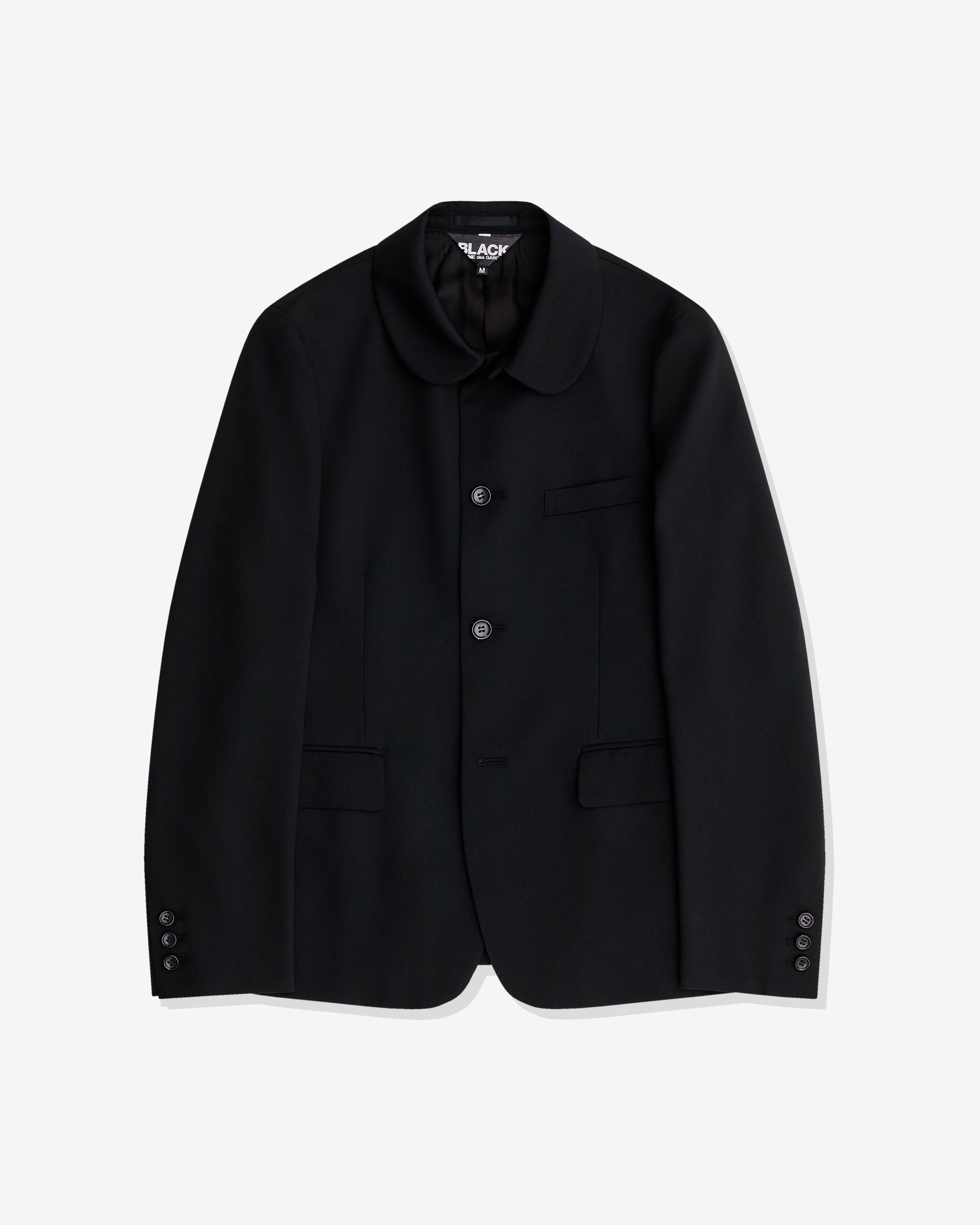 Black Comme des Garçons - Wool Gabardine Peter Pan Collar Zip Jacket - (Black) by BLACK CDG