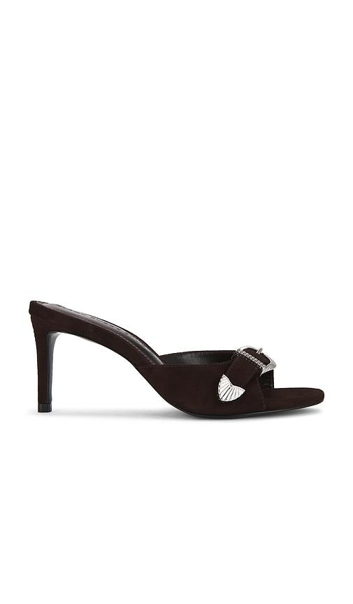 BLACK SUEDE STUDIO Elena 70 Mule in Chocolate by BLACK SUEDE STUDIO