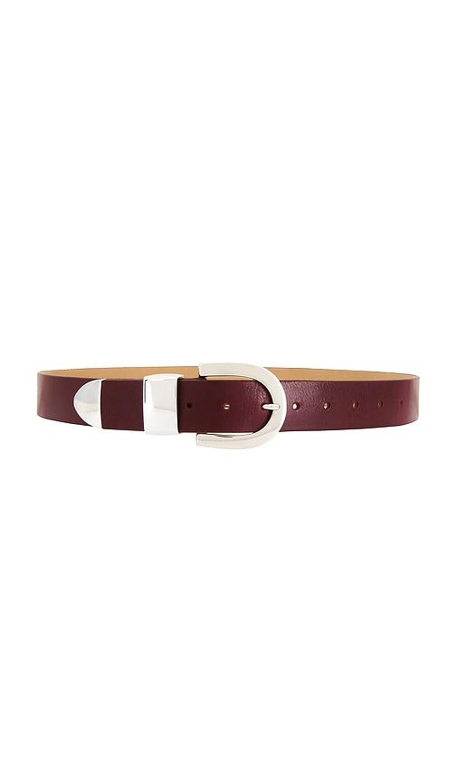 BLACK SUEDE STUDIO Mena Belt in Burgundy by BLACK SUEDE STUDIO
