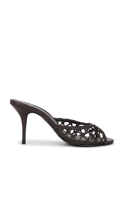 BLACK SUEDE STUDIO Peach 80 Mule in Chocolate by BLACK SUEDE STUDIO