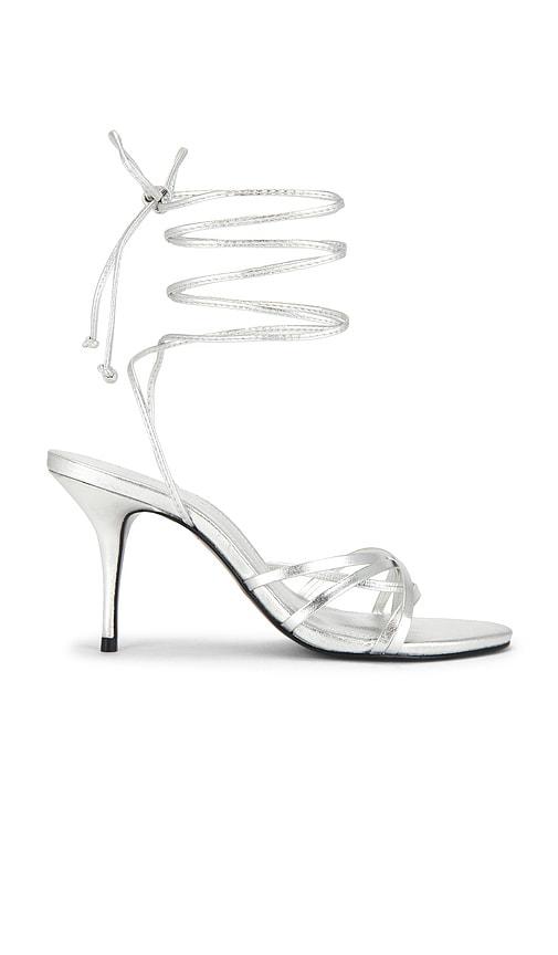 BLACK SUEDE STUDIO Tally 80 Sandal in Metallic Silver, grey by BLACK SUEDE STUDIO