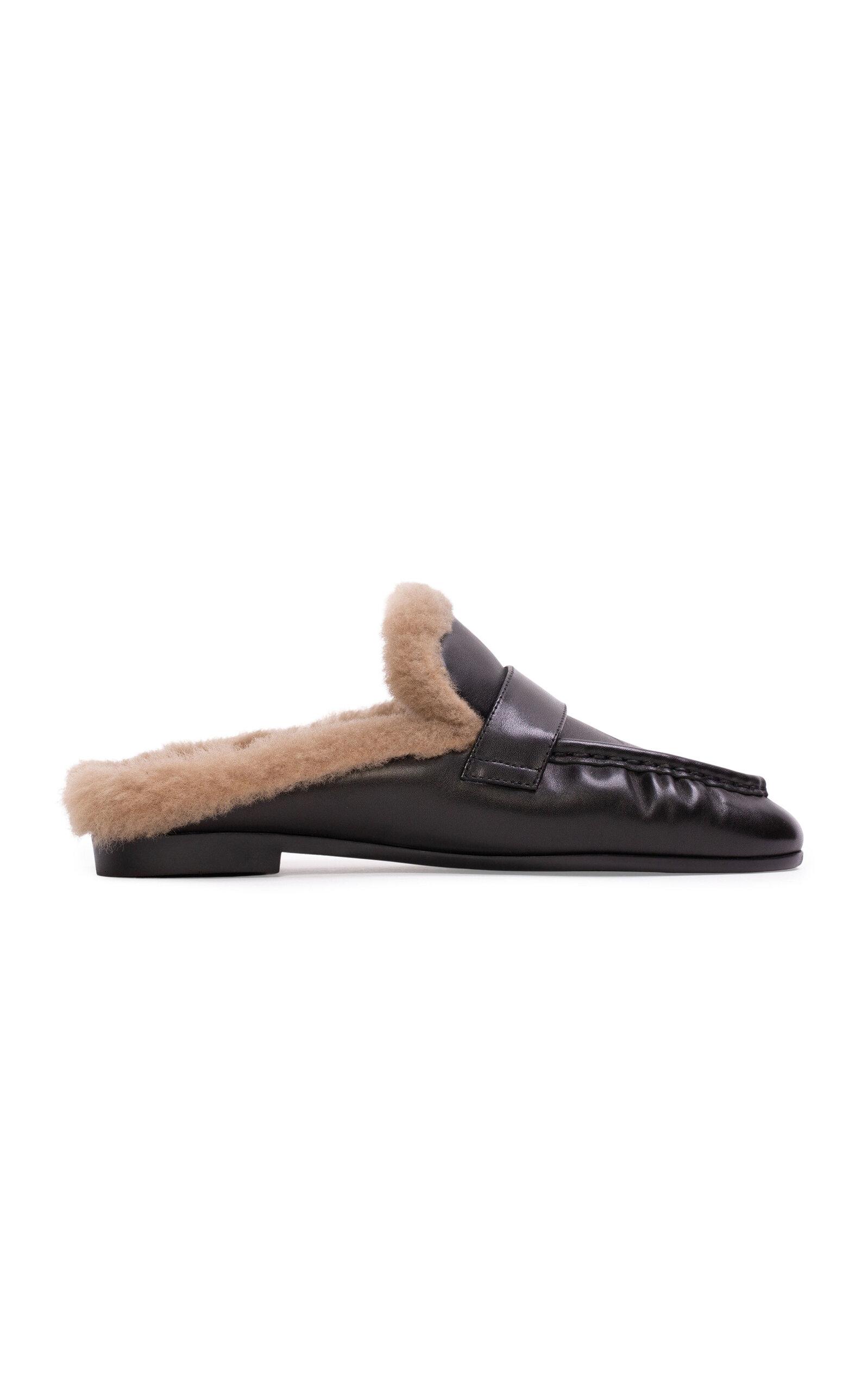 Black Suede Studio Theo Shearling Loafer Mules - Moda Operandi by BLACK SUEDE STUDIO