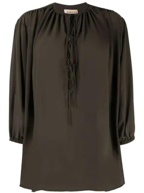 Begonia lace-up front blouse by BLANCA VITA
