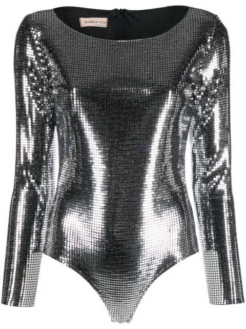 Bromelia sequin bodysuit by BLANCA VITA