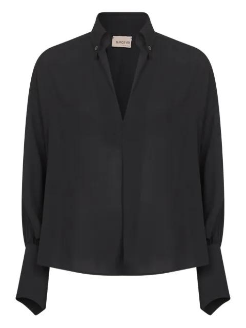 V-neck buttoned-cuffs blouse by BLANCA VITA
