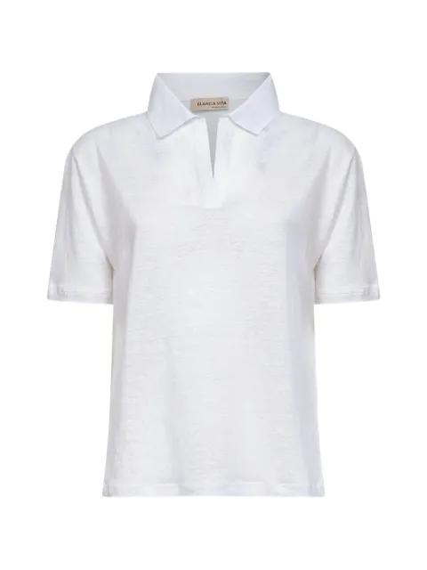 V-neck short-sleeve polo shirt by BLANCA VITA