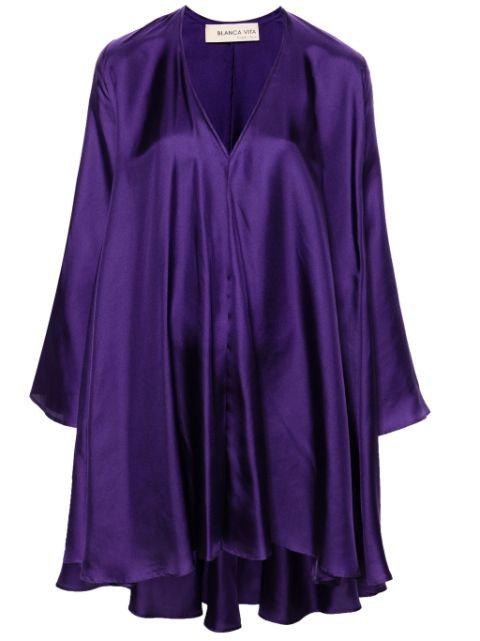 V-neck silk minidress by BLANCA VITA