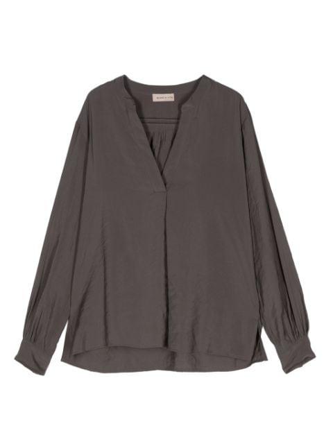 band-collar long-sleeves blouse by BLANCA VITA