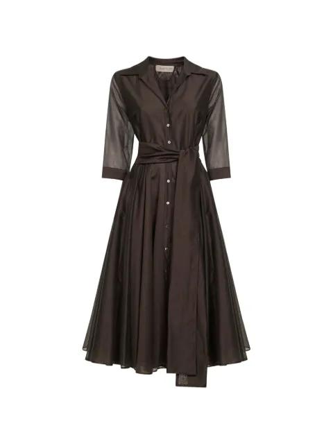 belted flared midi dress by BLANCA VITA