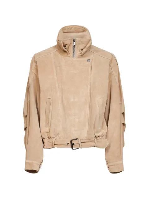 belted suede jacket by BLANCA VITA