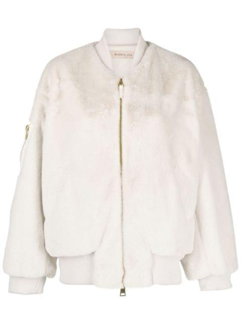 faux-fur bomber jacket by BLANCA VITA