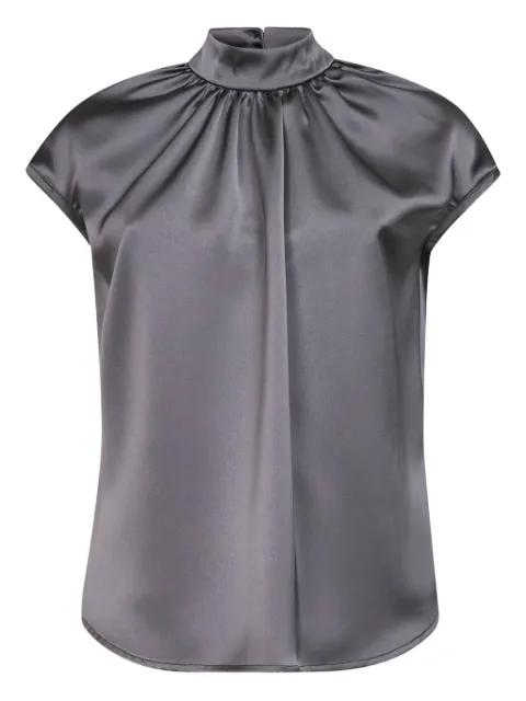 gathered stand-collar top by BLANCA VITA
