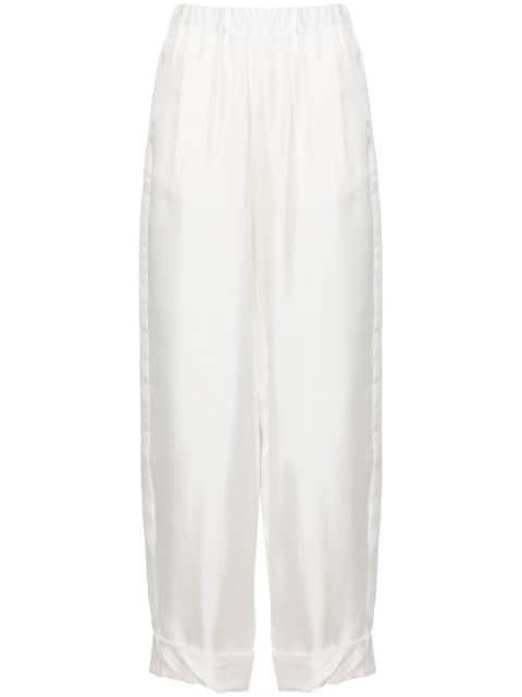 high-waist silk palazzo trousers by BLANCA VITA
