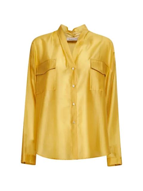 pleated-back pocket-detail blouse by BLANCA VITA