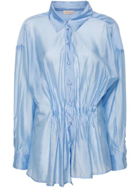pleated spread-collar shirt by BLANCA VITA