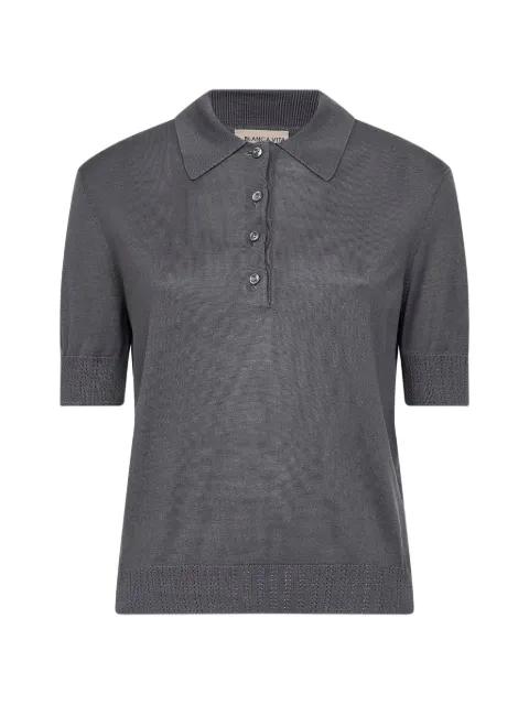 pointelle-knit silk polo shirt by BLANCA VITA