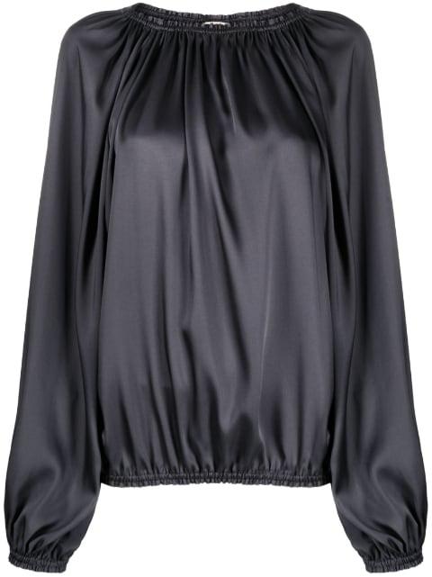satin-finish ruched blouse by BLANCA VITA