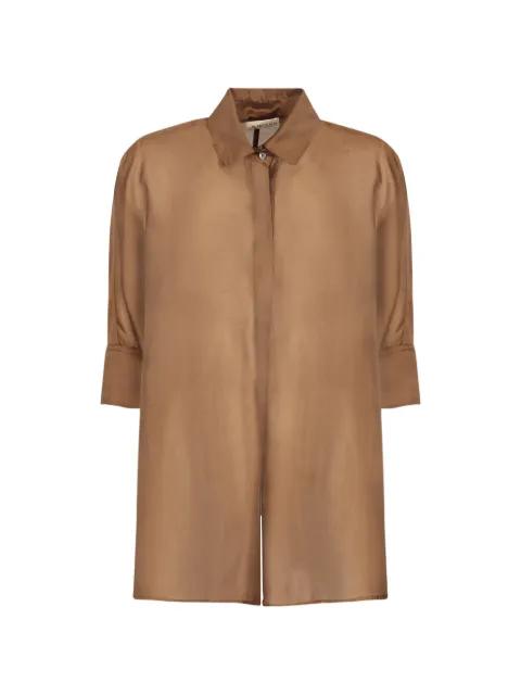 semi-sheer long-sleeved shirt by BLANCA VITA