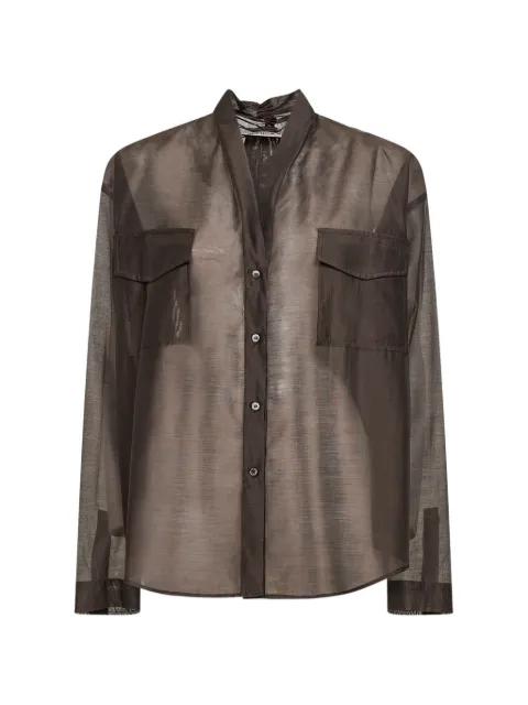 sheer flap-pocket blouse by BLANCA VITA
