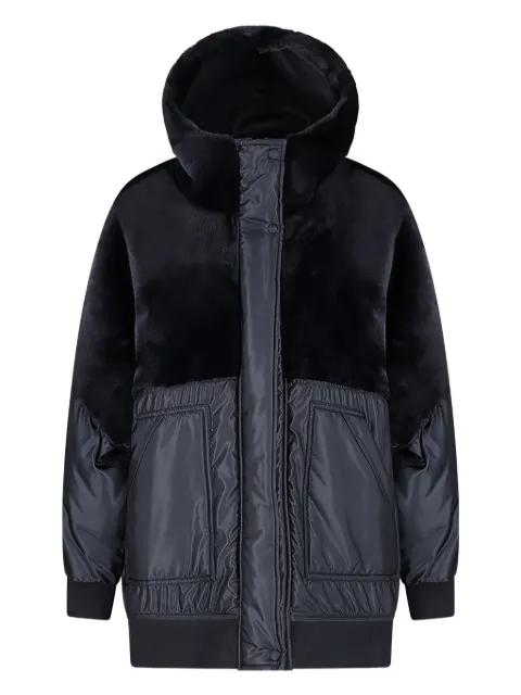 hoodied panelled coat by BLANCHA