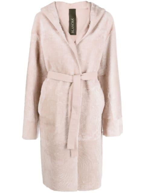 reversible belted shearling coat by BLANCHA