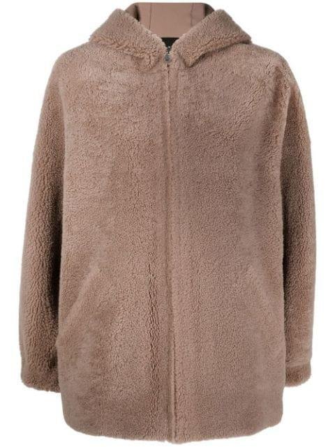 reversible shearling hoodied jacket by BLANCHA