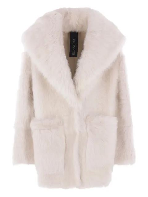 wide-collar sheerling coat by BLANCHA