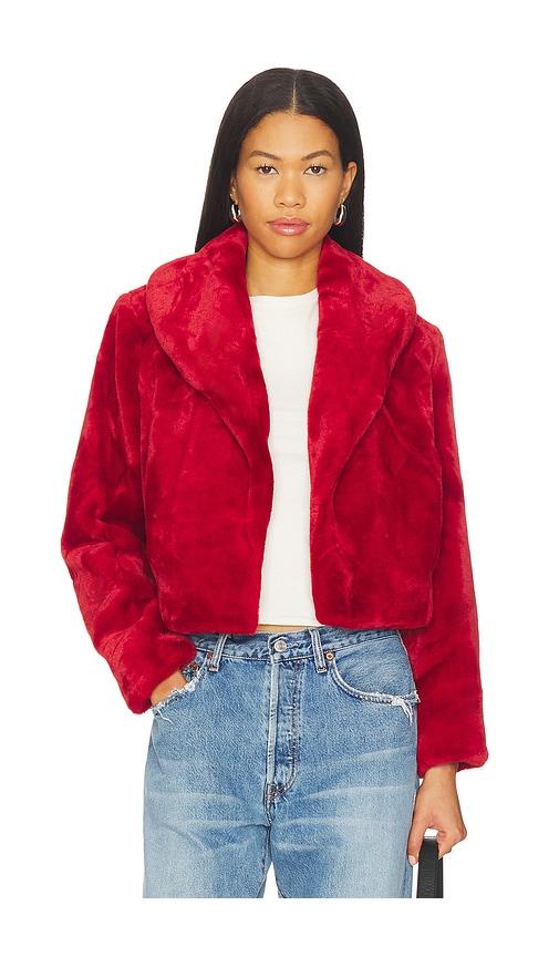 BLANKNYC Cropped Faux Fur Coat in Red by BLANK NYC