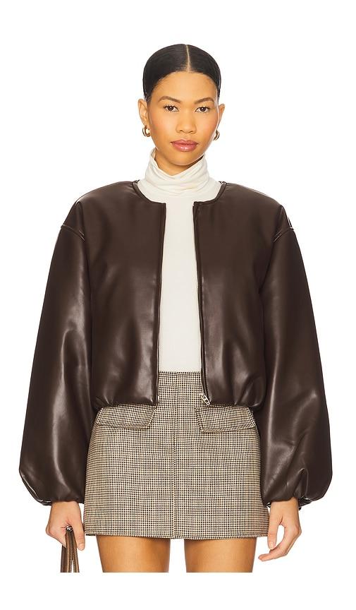 BLANKNYC Cropped Leather Bomber in Brown by BLANK NYC