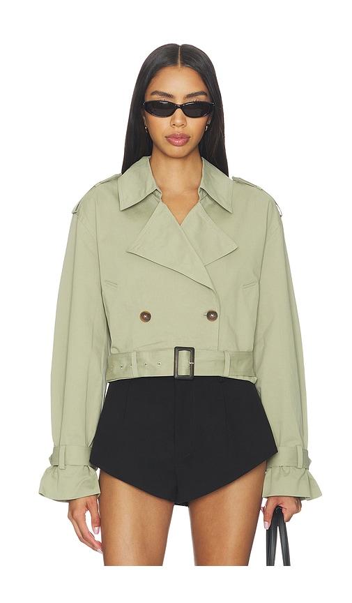 BLANKNYC Cropped Trench Coat in Sage by BLANK NYC