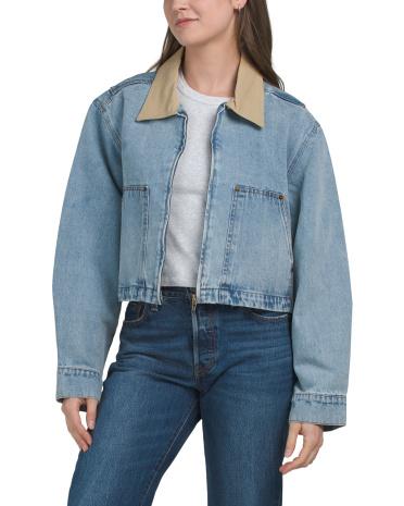 Cropped Denim Barn Jacket for Women | Cotton by BLANK NYC